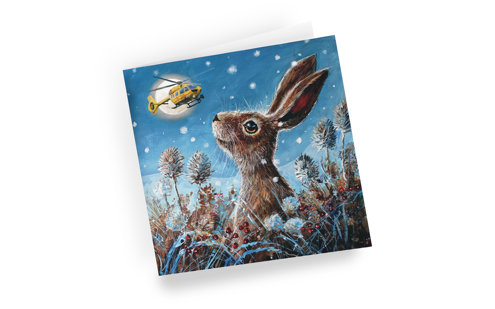Christmas card - Moonlit Hare - left