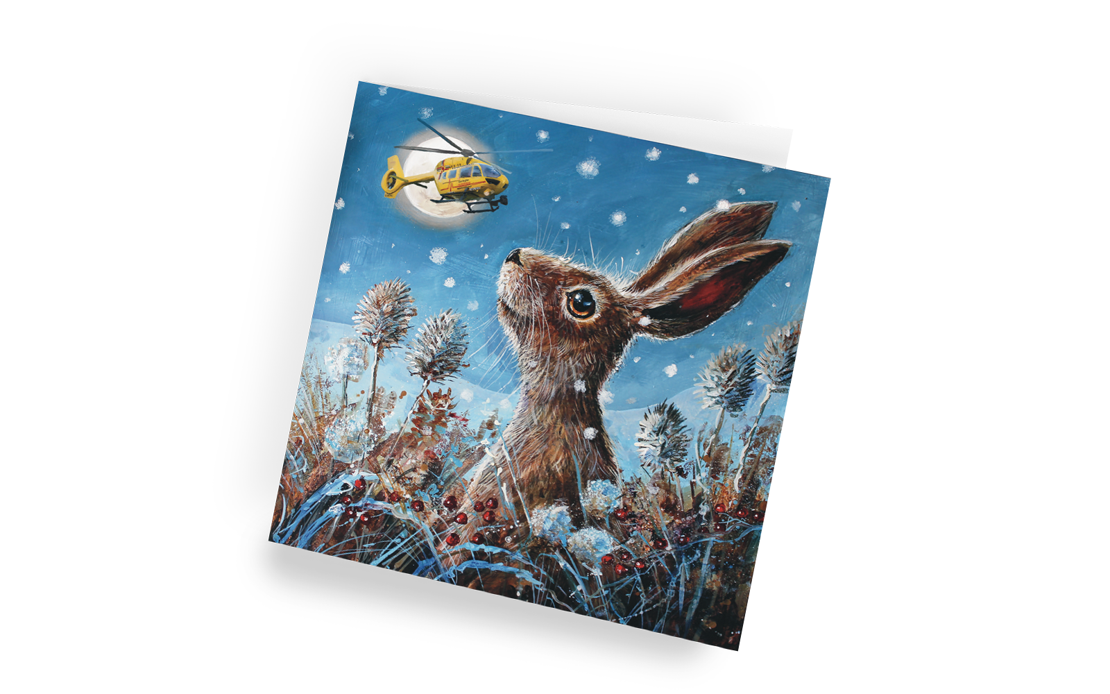 Christmas card - Moonlit Hare- right