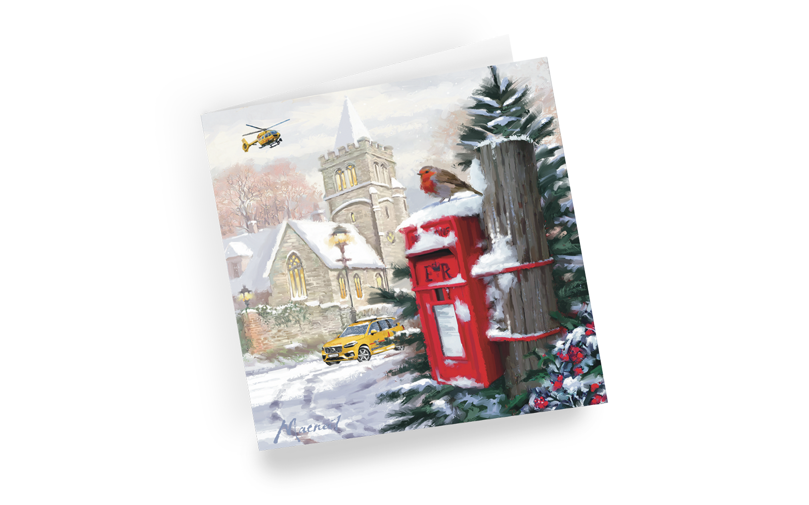Christmas card - Snowy Village - left