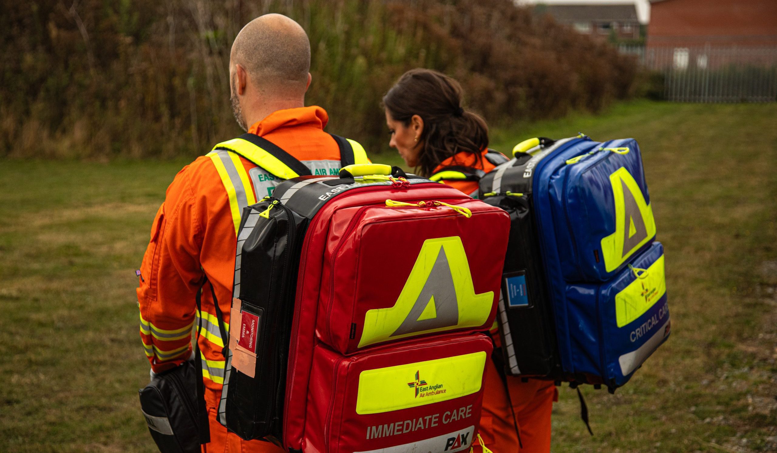 crew with care bags on back