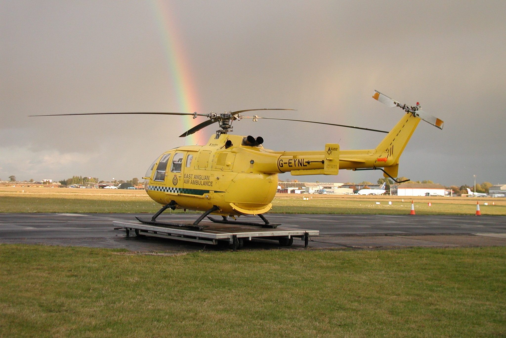 Old helicopter rainbow