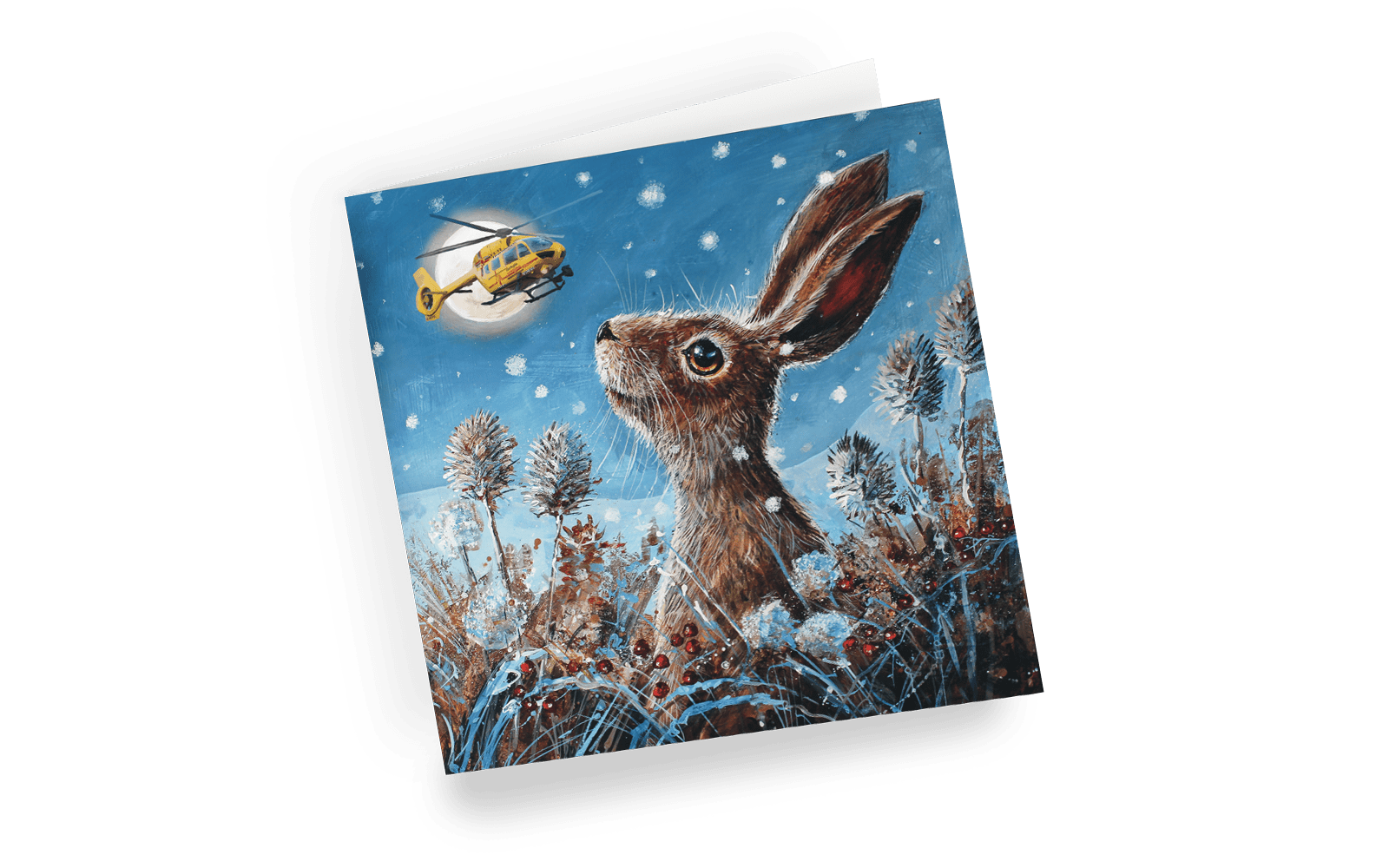 Christmas card - Moonlit Hare - left