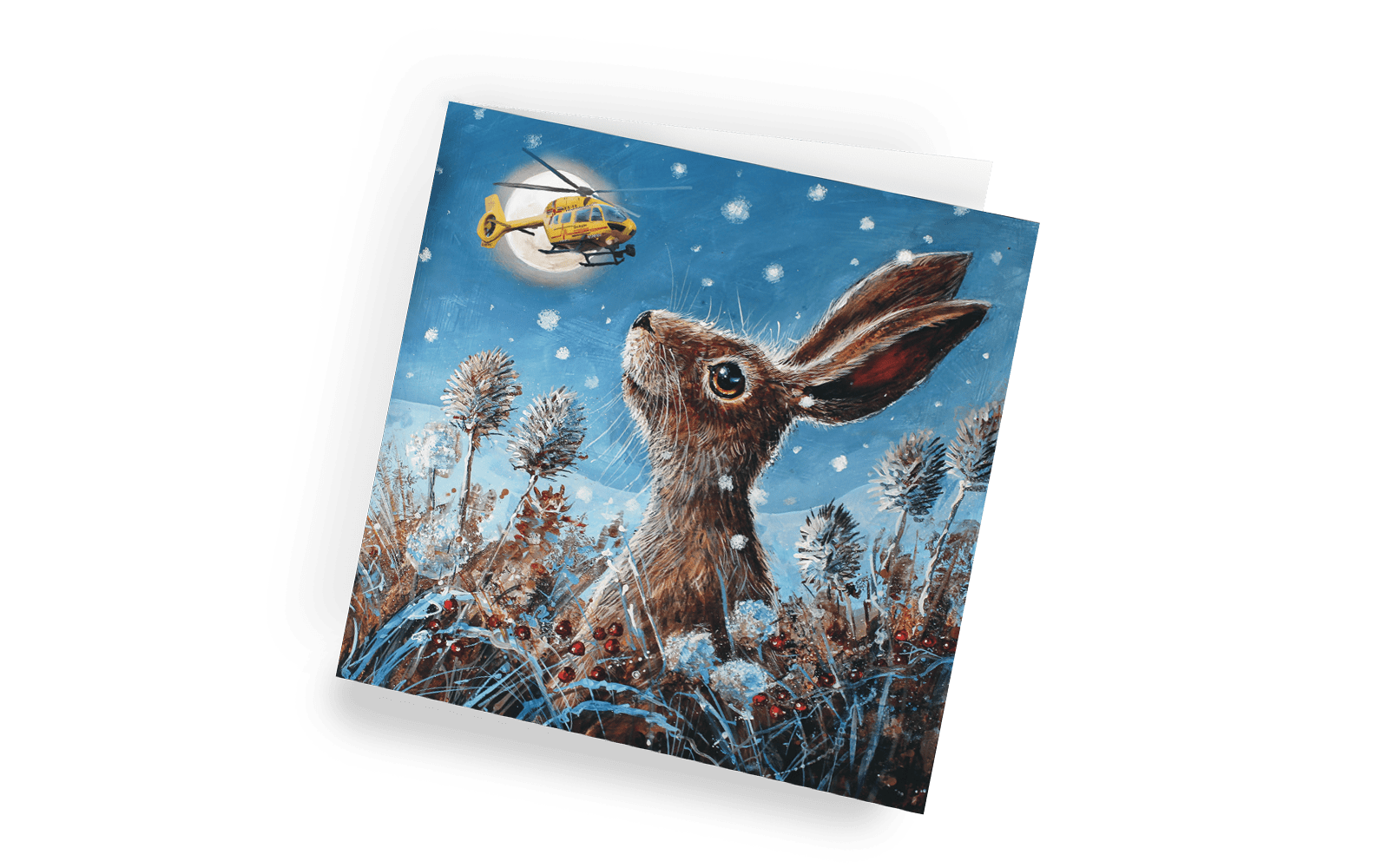 Christmas card - Moonlit Hare- right