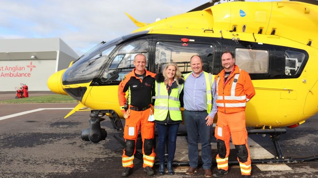 Wendy and Jonathan with Critical Care Paramedic Andy Bates and Dr Nathan Howes
