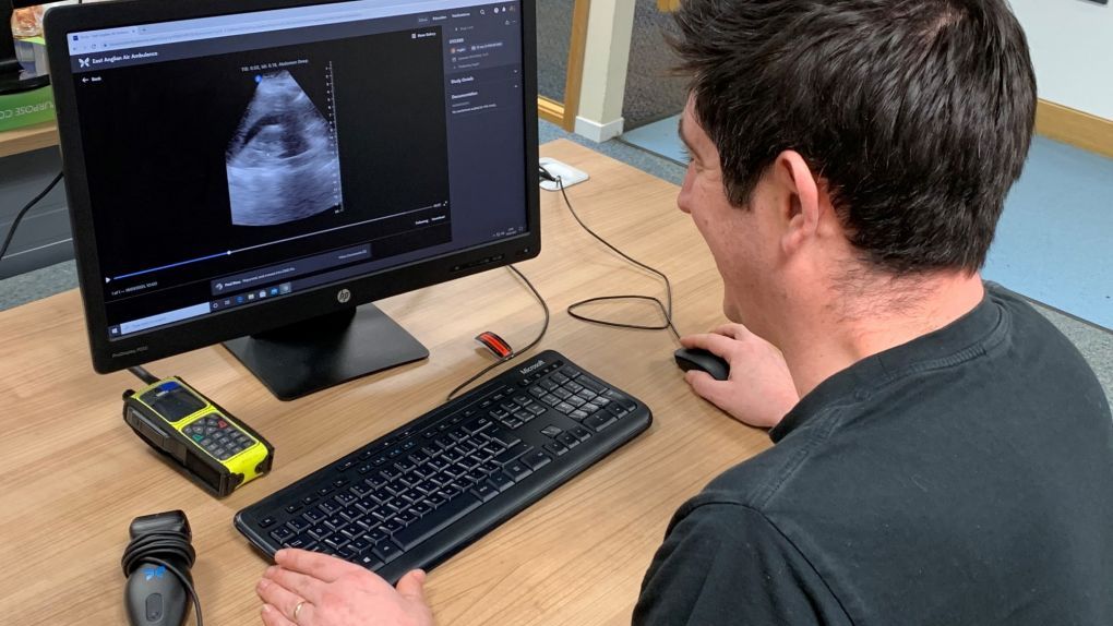 Dr Jon Barratt reviewing an ultrasound scan back at base