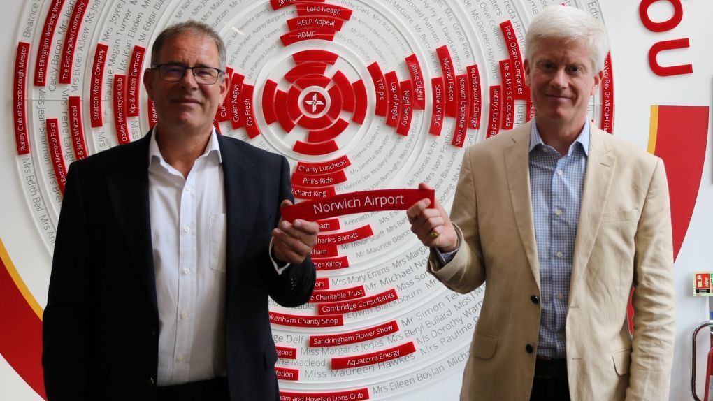 Richard Pace, Managing Director at Norwich Airport (left), Matthew Jones, Chief Executive of East Anglian Air Ambulance (right)