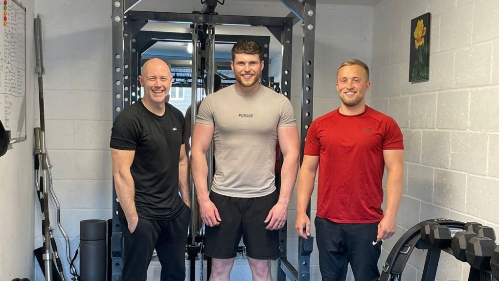 PHOTO OF RIGHT TO LEFT Brett Denley 37 Harry Beeton AND  25, Jake Bartolozzi 27 AT THE GYM THEY TRAIN IN TOGETHER EVERY DAY