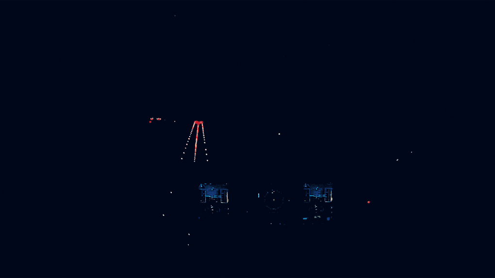 View of the runway lights at Norwich Airport in the dark