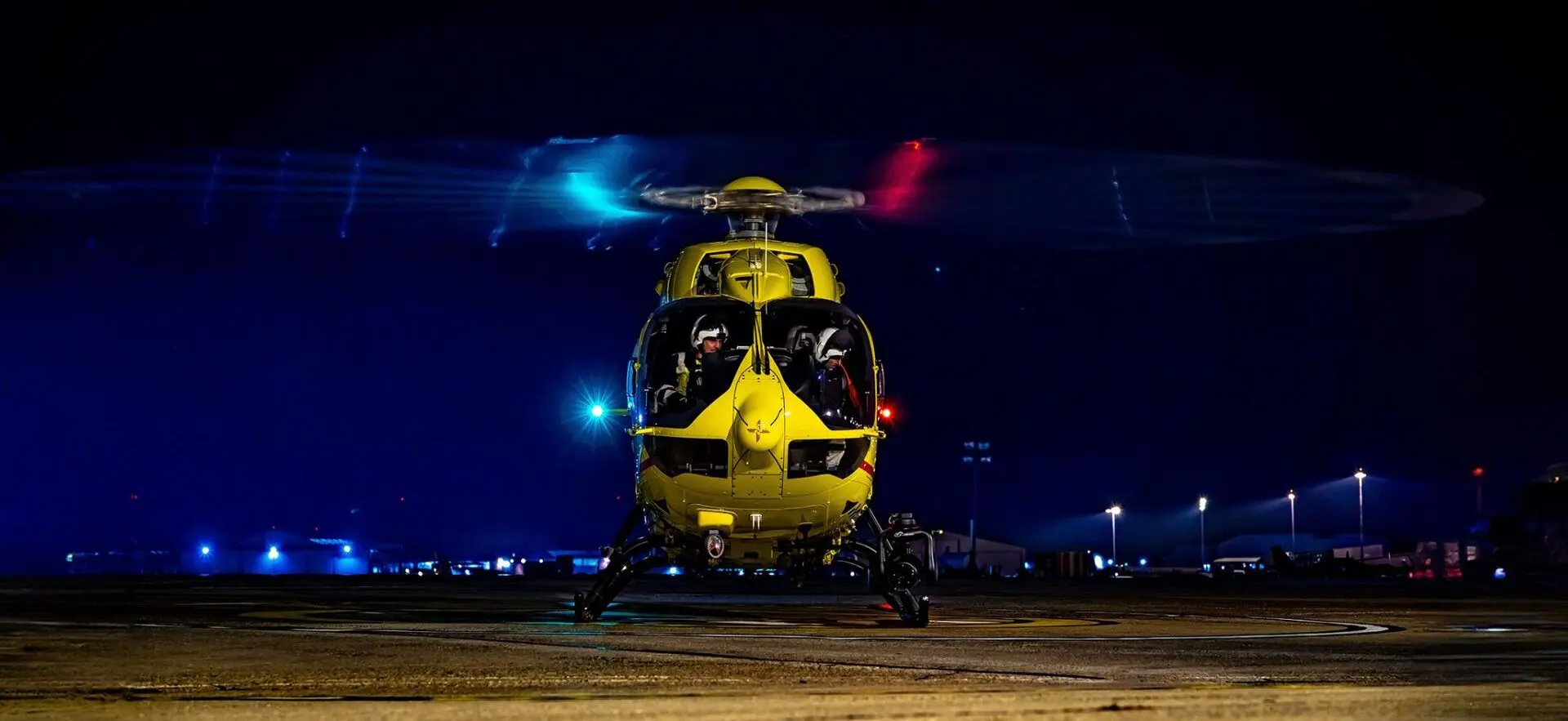East Anglian Air Anbulance Landing at Night