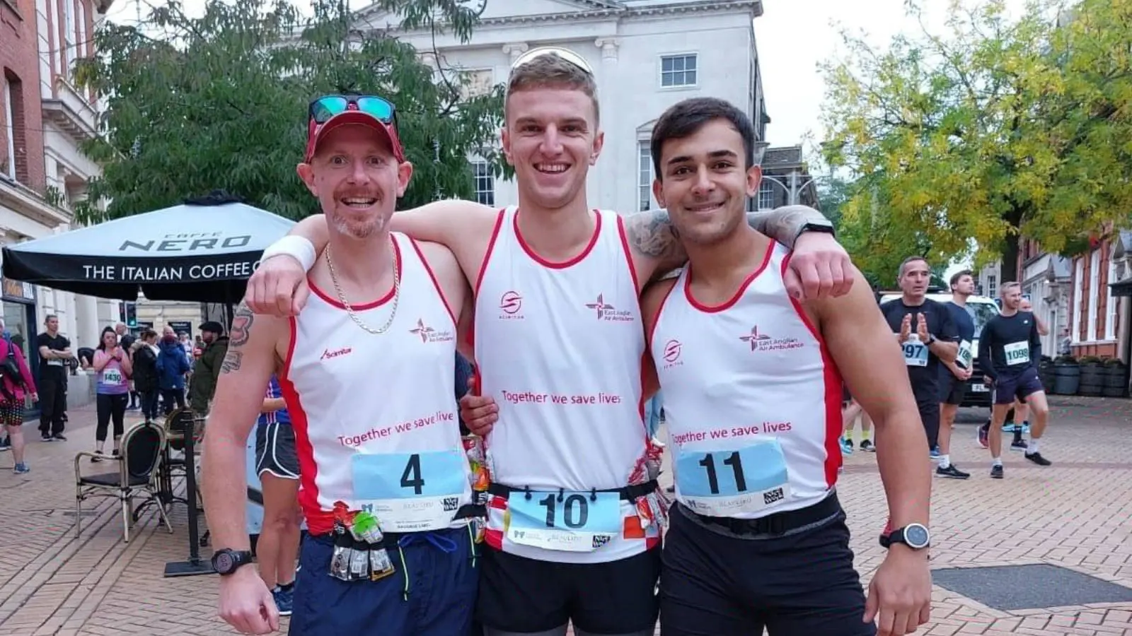 three men ready for Cambridge half marathon