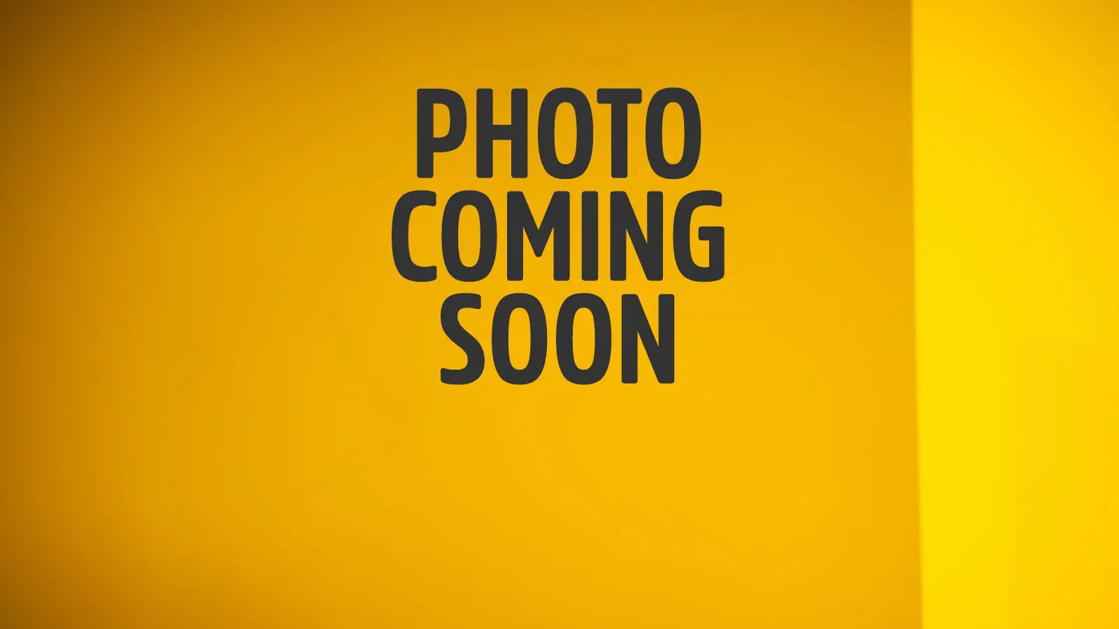 'Photo coming soon' written on a yellow background