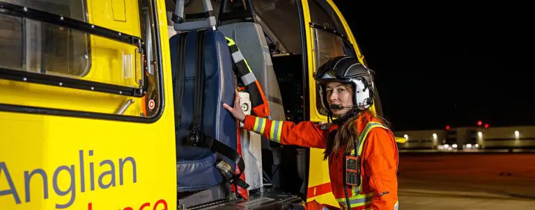 Dr Meg getting into helicopter