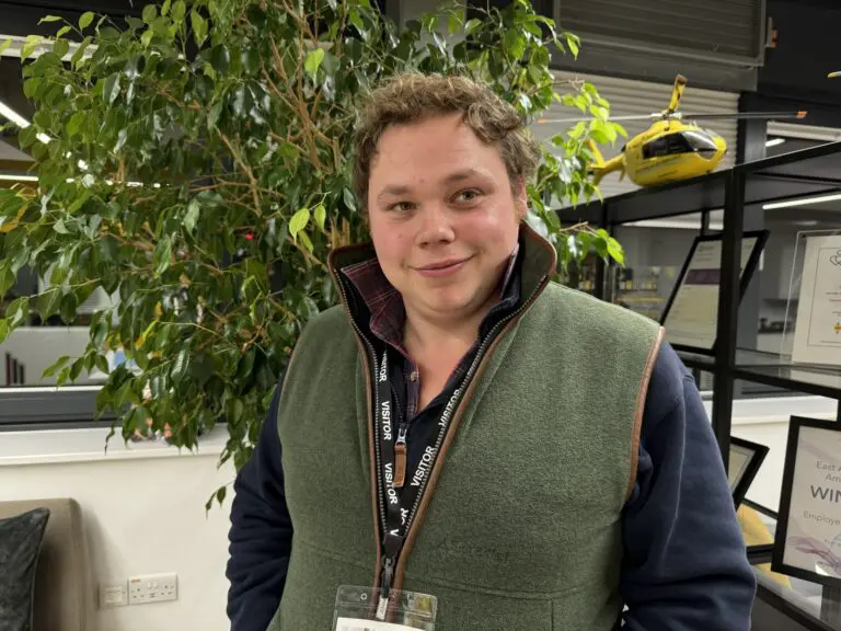 Patient Joe Lord visiting Helimed House