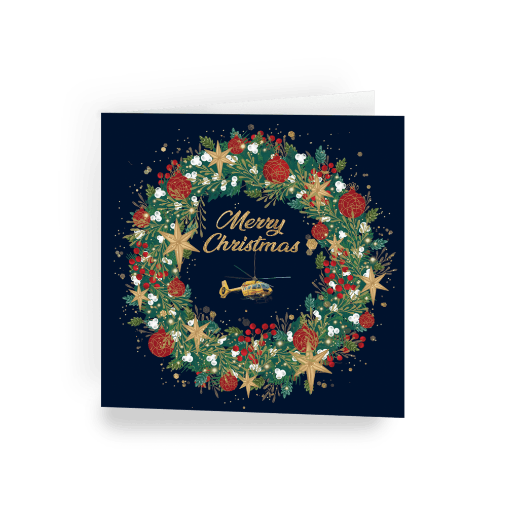 East Anglian Air Ambulance Heli Wreath Christmas card