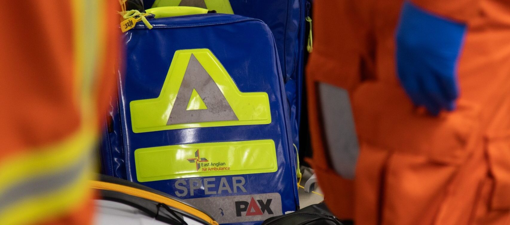 SPEAR bag next to lucas device and zoll monitor