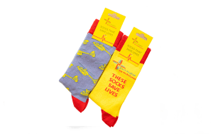 Grey yellow socks front