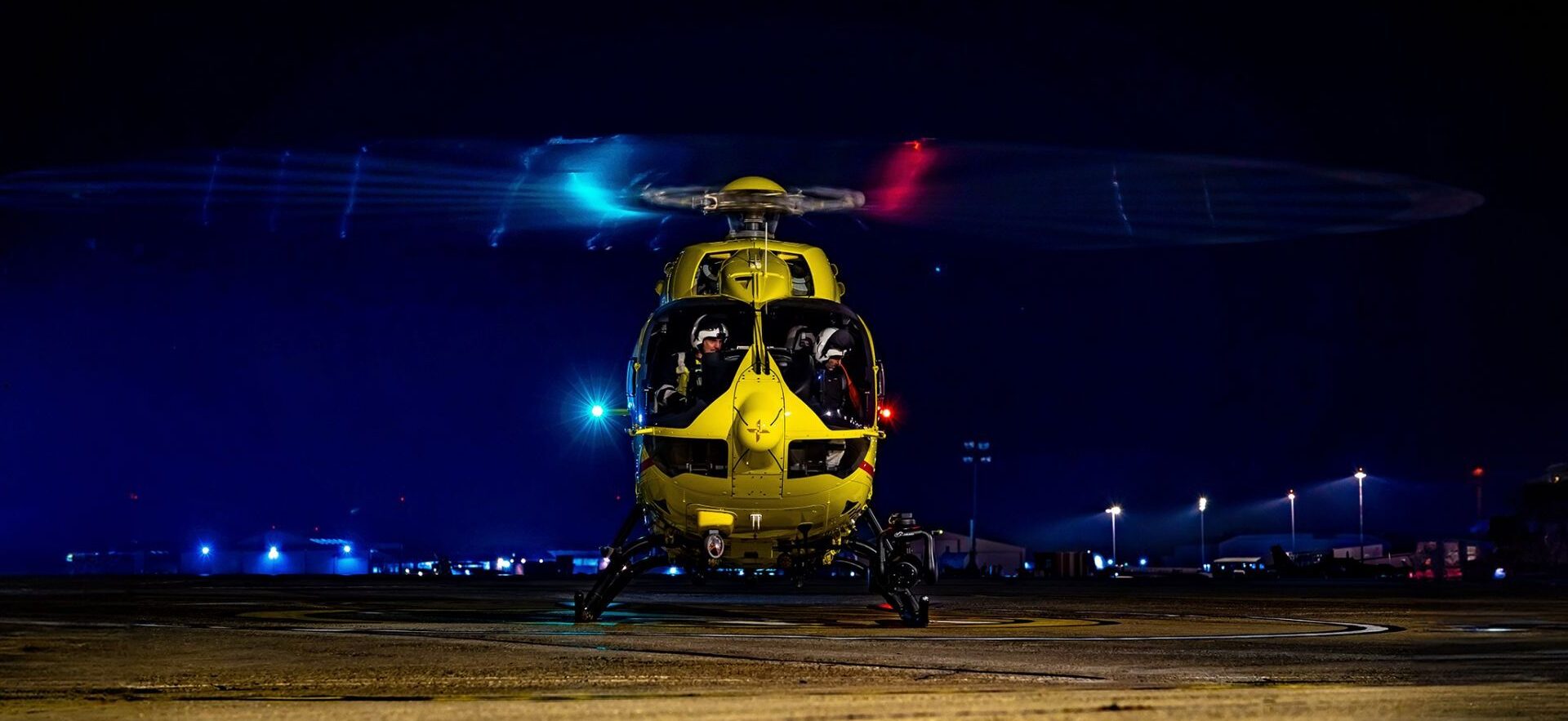 East Anglian Air Anbulance Landing at Night