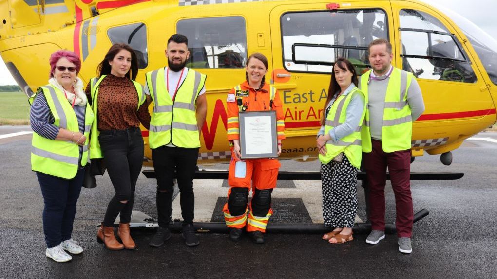Crew with Royal Humane Society Award winner