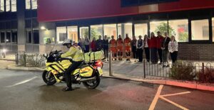 Norfolk Blood Bike volunteer making their 20,000th delivery.