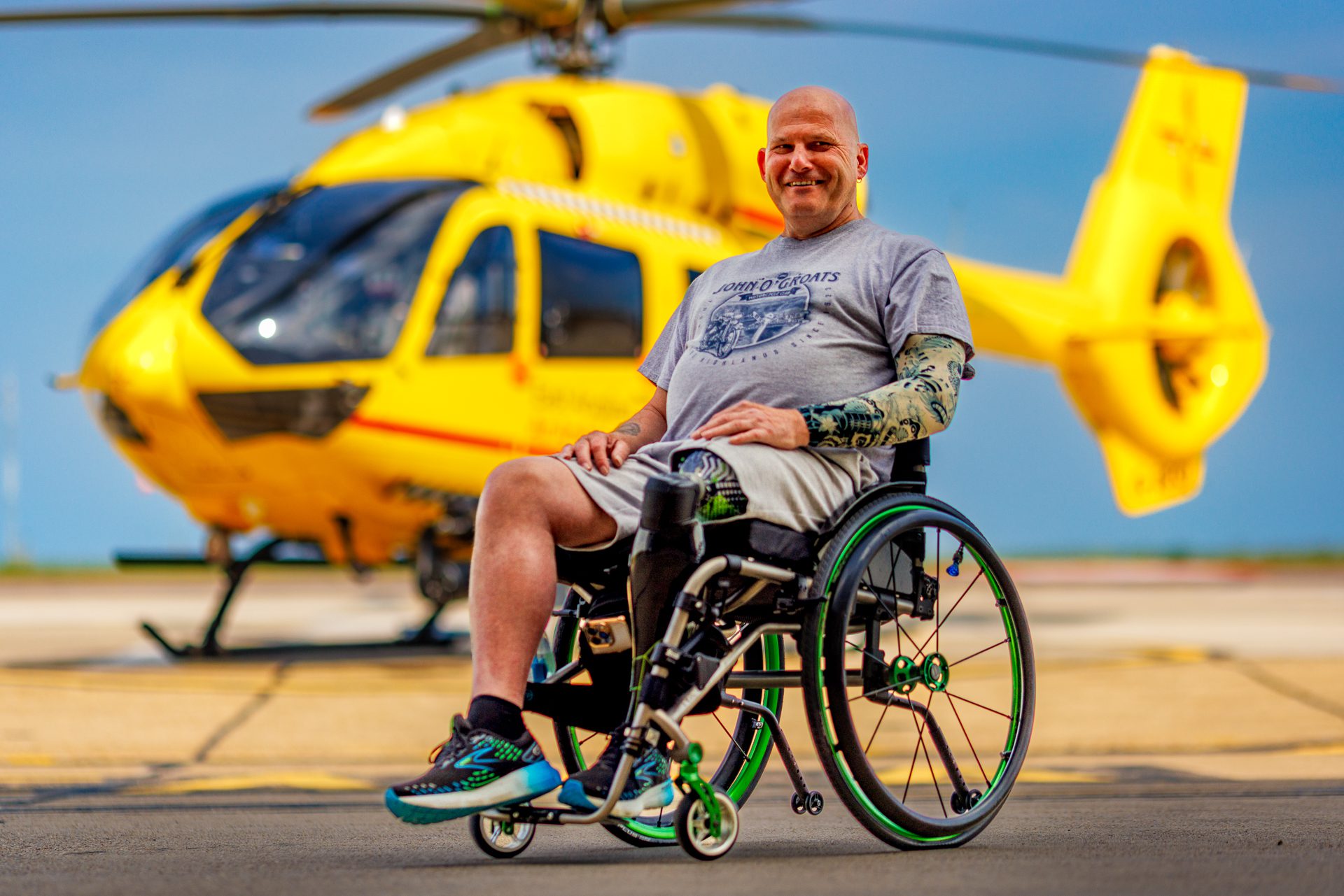 Keith in front of heli