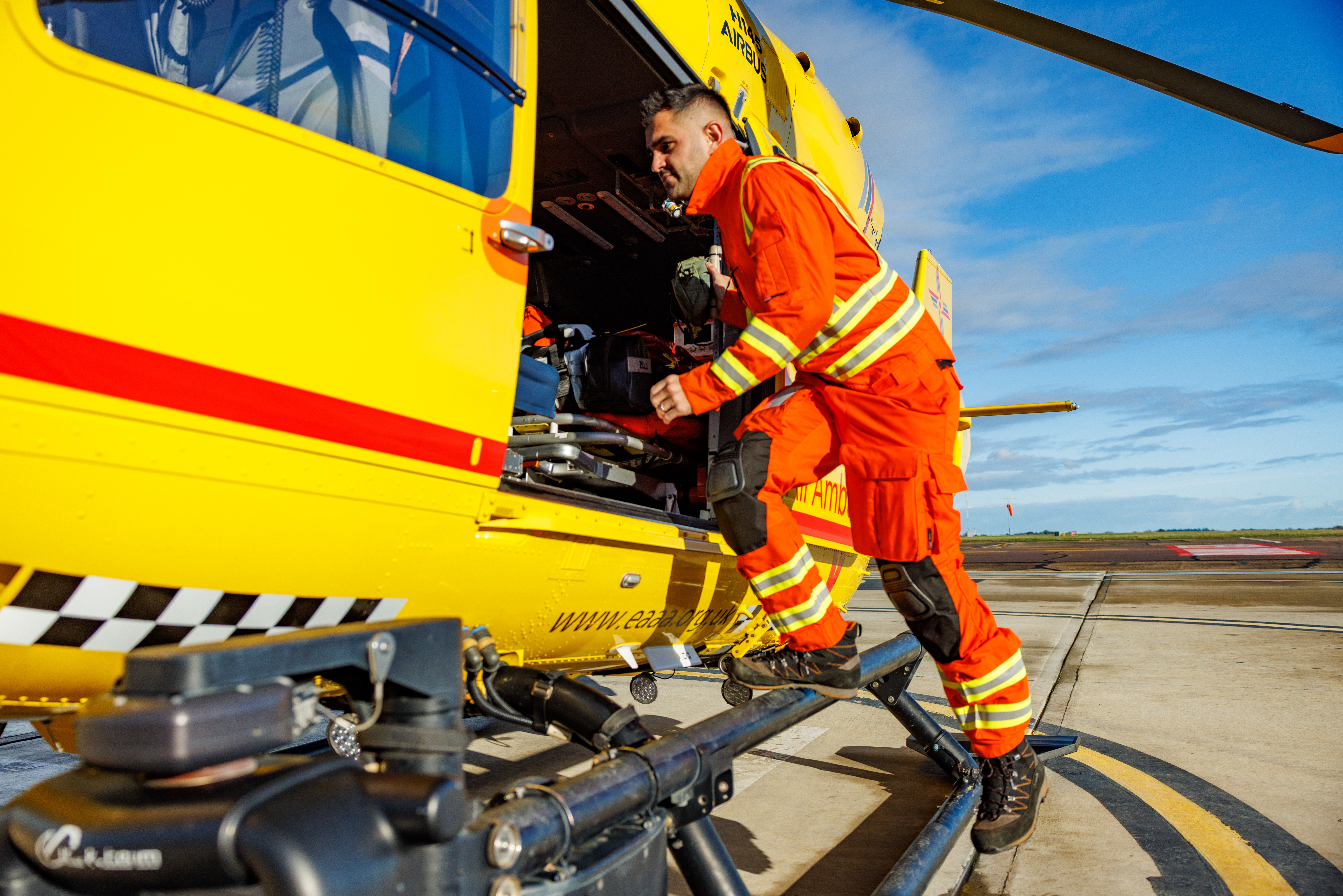 Doctor James Price getting into Heli