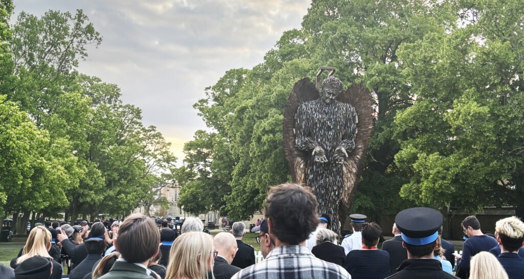 Learn CPR and more about our Cambridge Air Base Appeal at the Knife Angel monument.