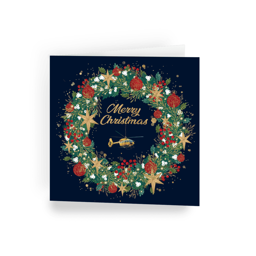 East Anglian Air Ambulance Heli Wreath Christmas card