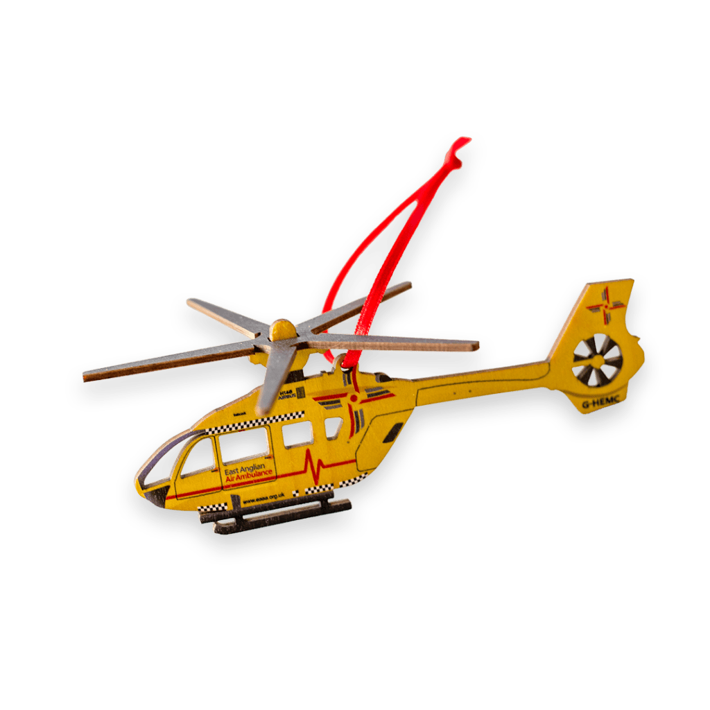 East Anglian Air Ambulance Wooden Helicopter decoration